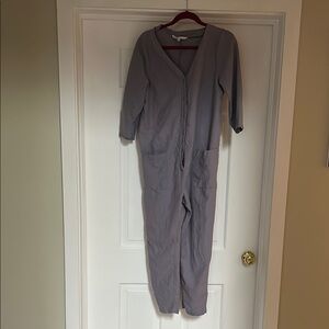 The Nines by HATCH 3/4 sleeve button front cropped maternity jumpsuit